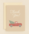 red truck thank you card with christmas tree
