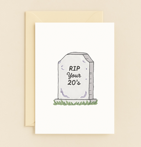 rip your twenties tombstone card
