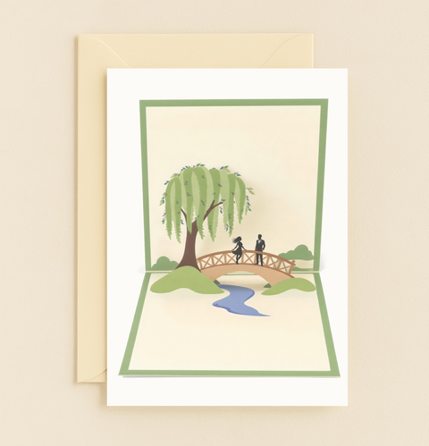 romantic couple on bridge card