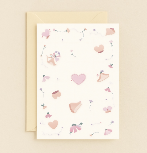 romantic hearts and flowers card