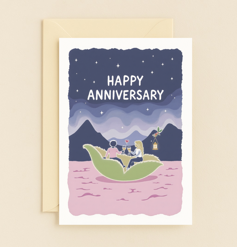 romantic starry night couple card