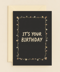 simple birthday card with string light border