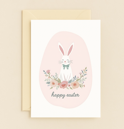 smiling bunny floral card