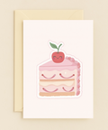 smiling cherry cake slice card
