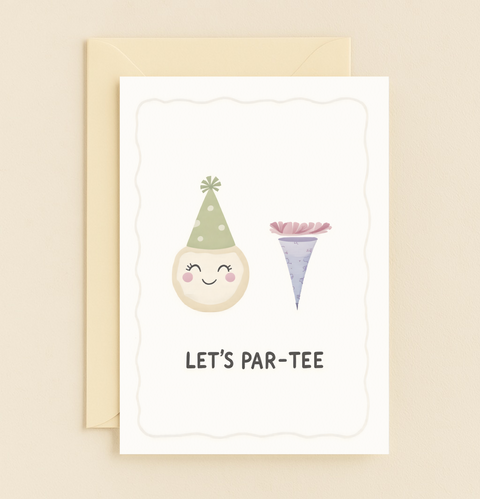 smiling face lets par tee card