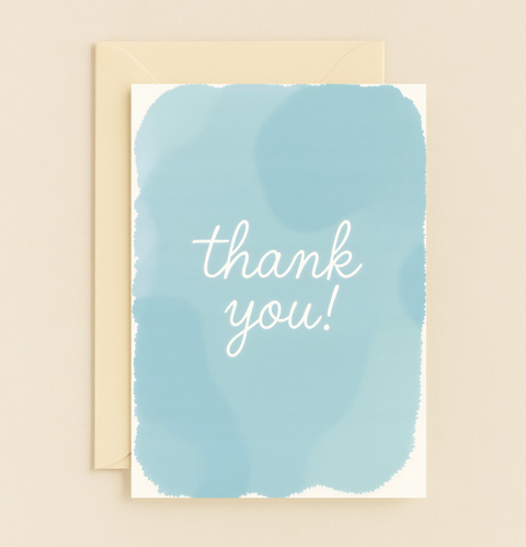 soft blue thank you card