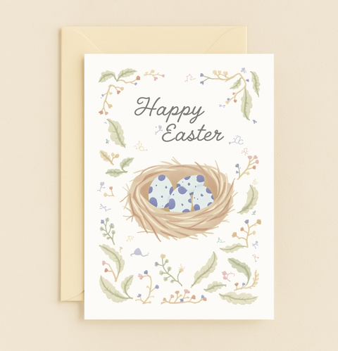 speckled eggs nest card