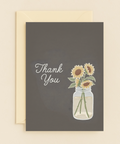 sunflowers in mason jar thank you card