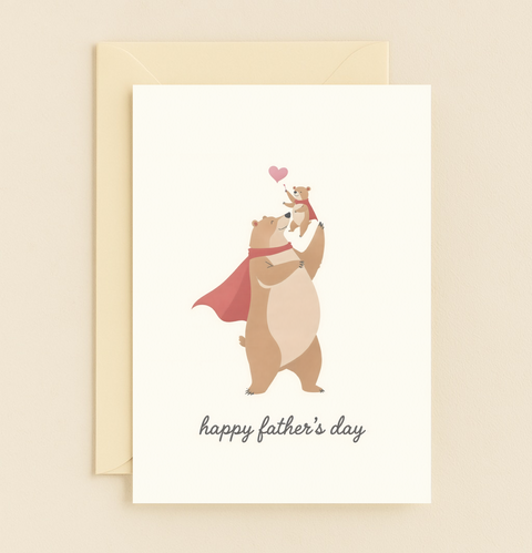 super dad bear and cub card