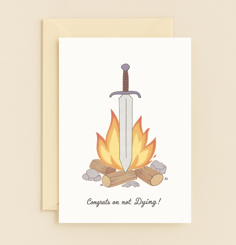 survival achievement sword campfire card