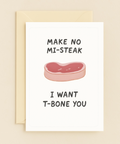 t-bone steak pun greeting card