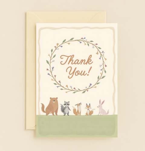 thank you woodland animals card