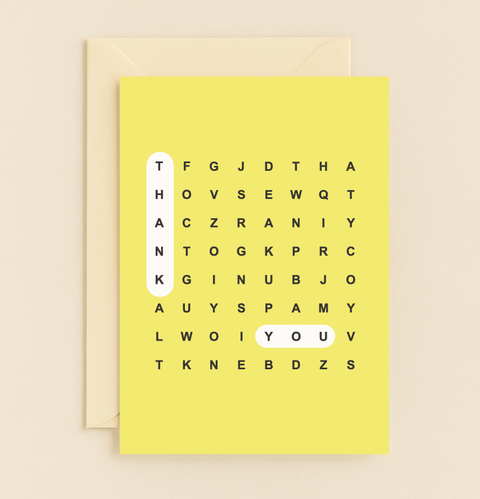 thank you word puzzle card