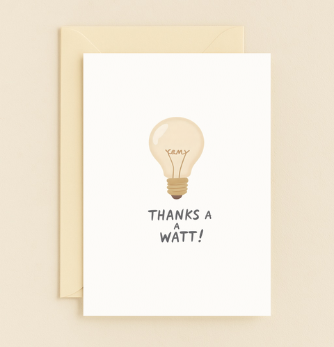 thanks a watt light bulb card