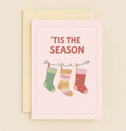 tis the season holiday stockings card