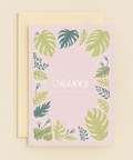 tropical leaves floral thank you card