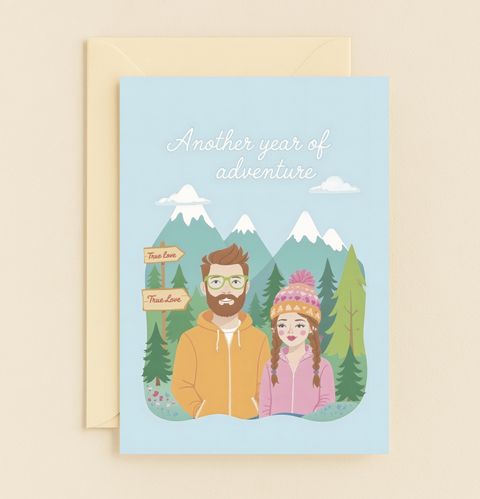 true love adventure couple card