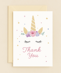 unicorn thank you card with flowers