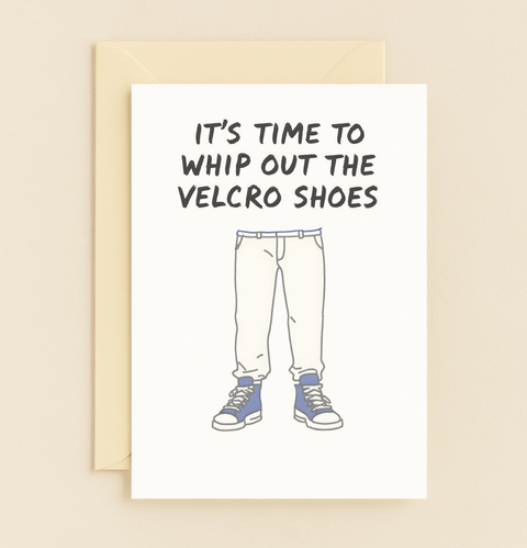 velcro shoes humor card