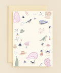 whimsical birds and hats pattern card