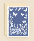 white butterflies and wildflowers card