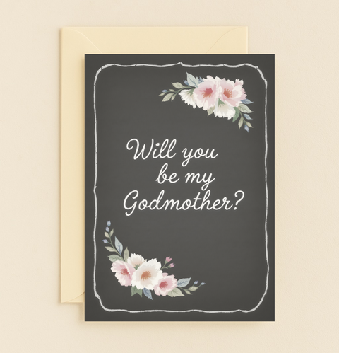 will you be my godmother floral card