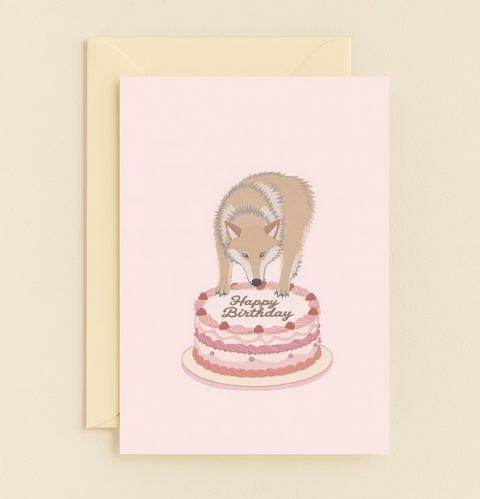 wolf cake birthday card