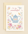 wonderful mum floral teapot card