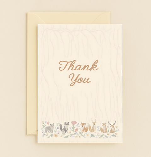 woodland creatures gratitude card