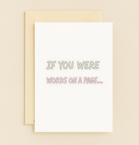 words on a page romantic card