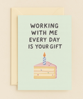 working with me cake card