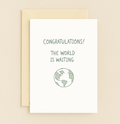 world is waiting congratulations card