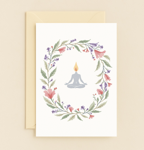 yoga meditation floral serenity card