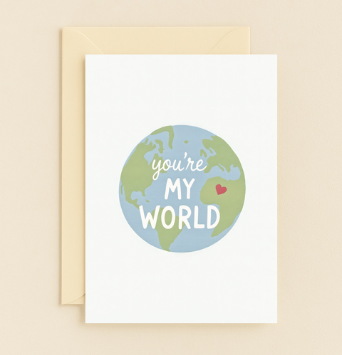 you are my world heart planet card
