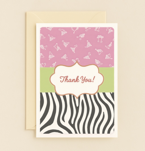 zebra stripe thank you card